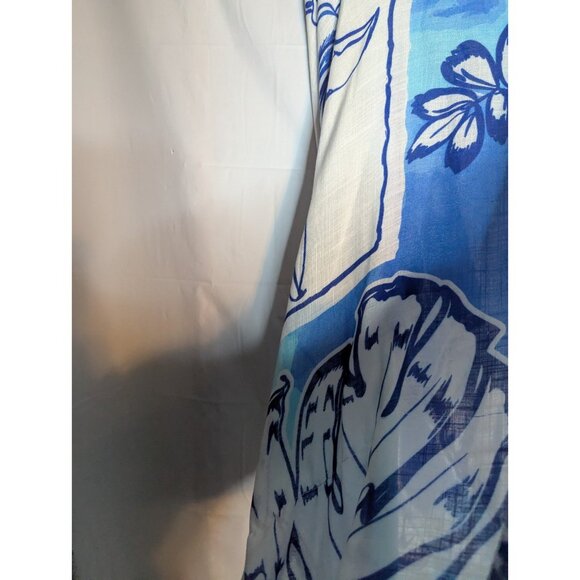 One by Onedder Women's Blue Palm Floral Kimono Cover Up Sz OS Beachy Resort Boho - Picture 13 of 15